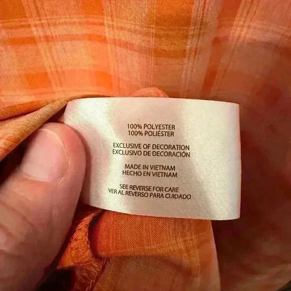 Orvis MEN Short Sleeve Woven Shirt - Orange Plaid - Size Large - Picture 7 of 10